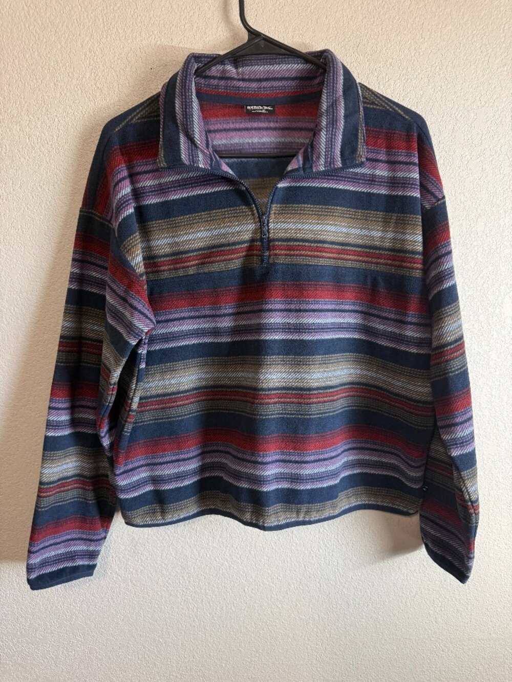 Women's Medium Eddie Bauer Striped Fleece 1/4 Zip Pullover
